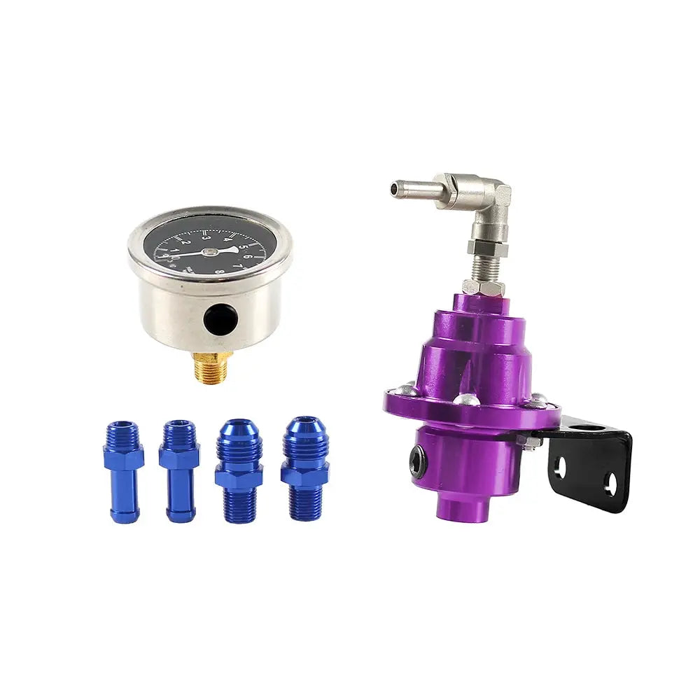 Adjustable Fuel Pressure Regulator with Gauge Kit Aluminum Vehicle Refitting Fuel Supercharger Regulating Valve by InterCyprus Trading Ltd