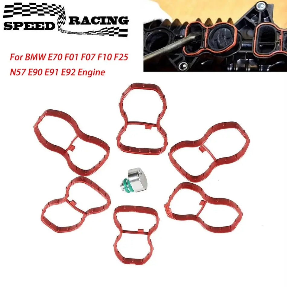 1 Set Intake Swirl Flap Delete Blank Plug With Manifold Gaskets For BMW E70 F01 F07 F10 F25 N57 E90 E91 E92 Engine by InterCyprus Trading Ltd