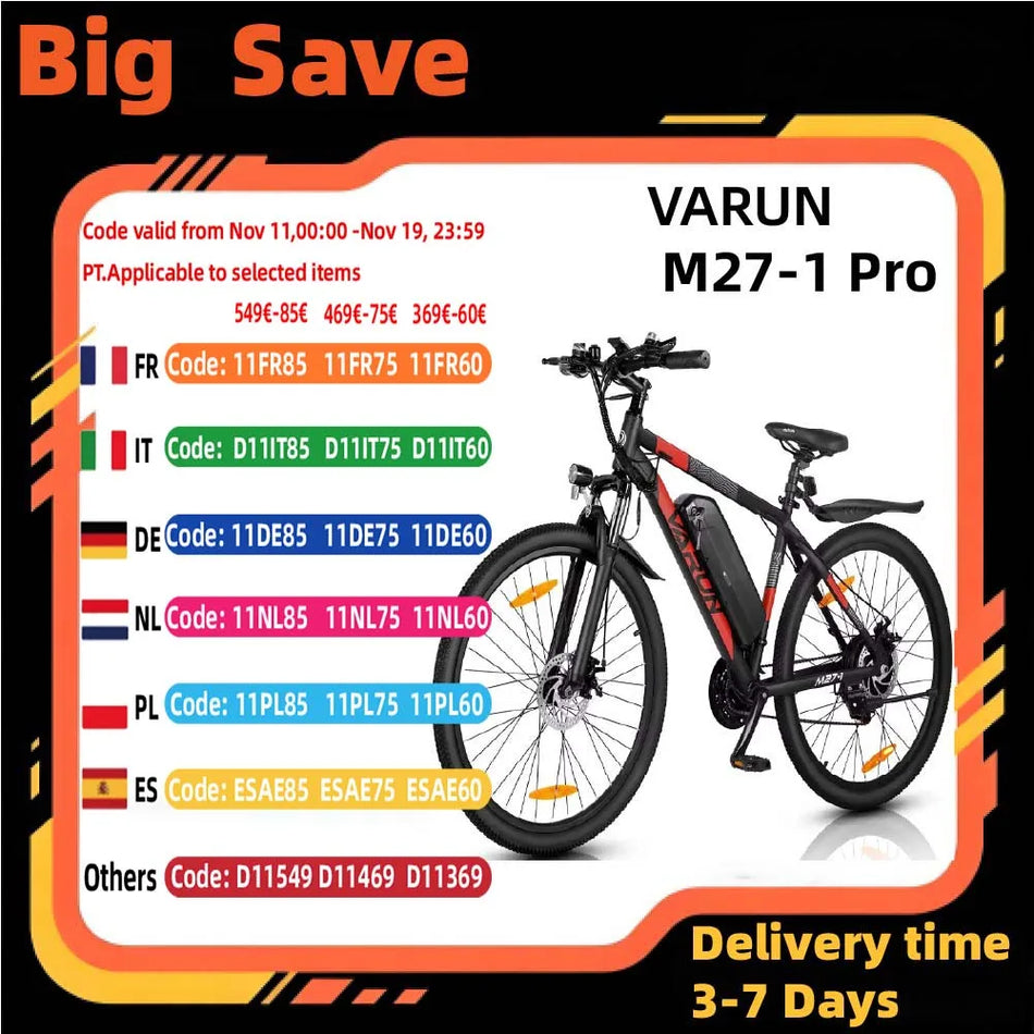 Varun M27-1 PRO E Ποδήλατο Βουνού με 27.5 Χοντρά Ελαστικά