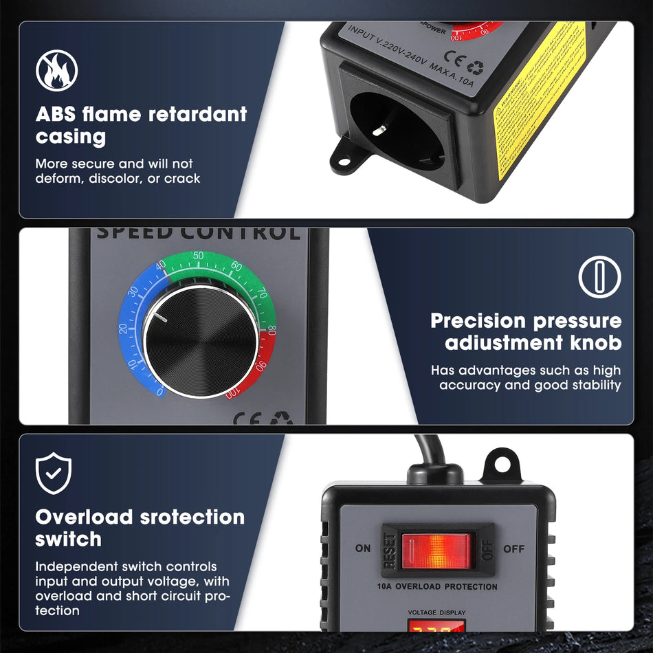 Regulador de Velocidad de 230V 4000W para Amoladora, Soplador, Taladro