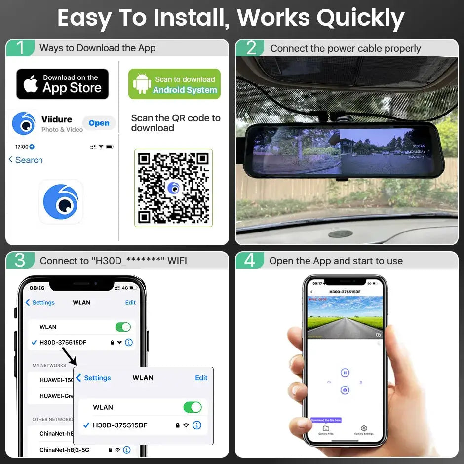 9 Inch Rearview Mirror Dash Cam With 4K Front And 1080P Rear Camera by InterCyprus Trading Ltd