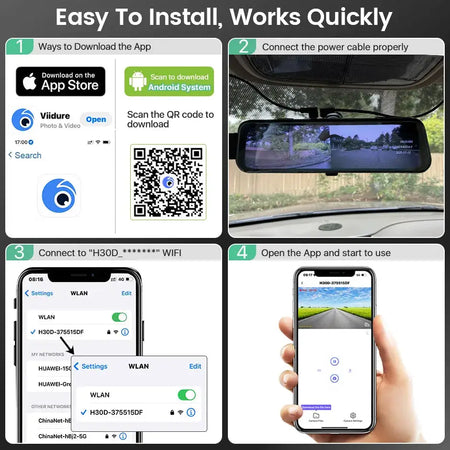 9 Inch Rearview Mirror Dash Cam With 4K Front And 1080P Rear Camera by InterCyprus Trading Ltd