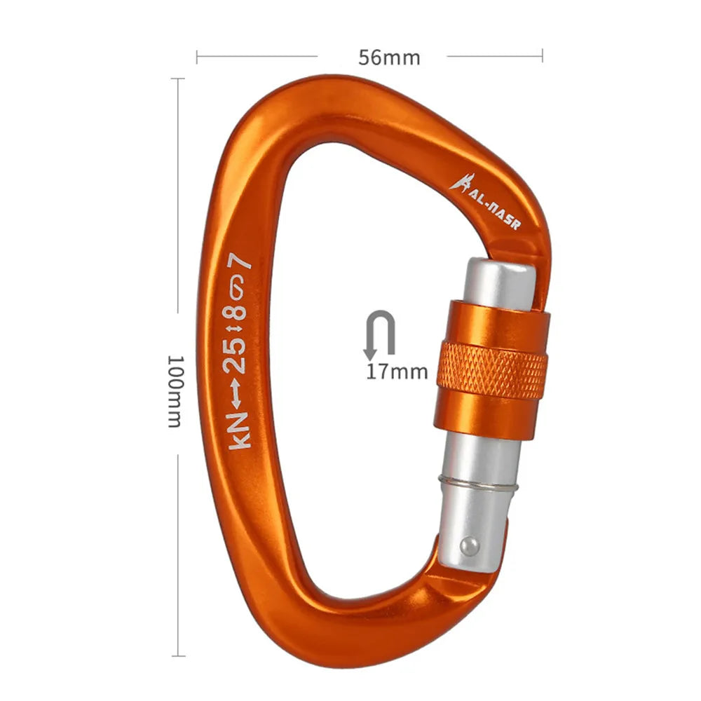 D-Shaped Carabiner Screw Locking Gate &ndash; High Strength 25KN Orange