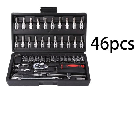 Motorcycle 46pcs 1/4 Drive Socket Set Amagi &ndash; Durable Black-46pcs
