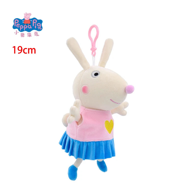 🟠 19 CM Peppa Pig Pendant Plush Doll Hanging Ornament Toy Anime Figure Dennie Emily Candy Susie Soft Stuffed George Birthday Gifts