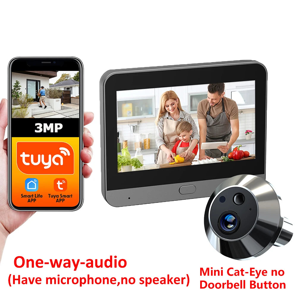 Tuya Smart Life Peephole Door Viewer 3MP &ndash; Night Vision Mini Cat-Eye