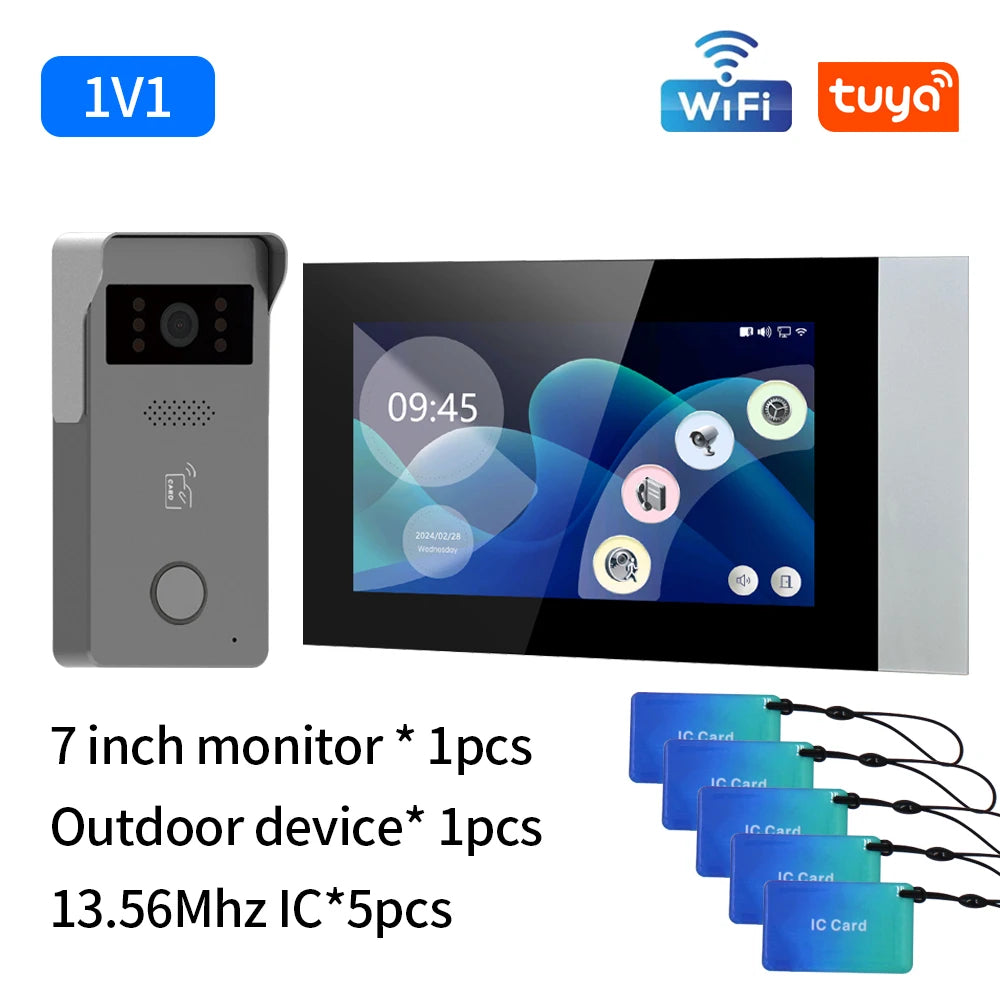 Tuya Wifi 7/10 Inch Video Intercom Kits &ndash; 1080P Doorbell R36W 1V1-7inch