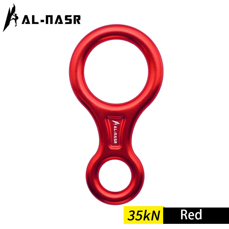 35KN Rock Climbing Carabiner Figure 8 Rappelling Rope Descender Aluminum Figure Belay Device Abseiling Downhill Equipment red
