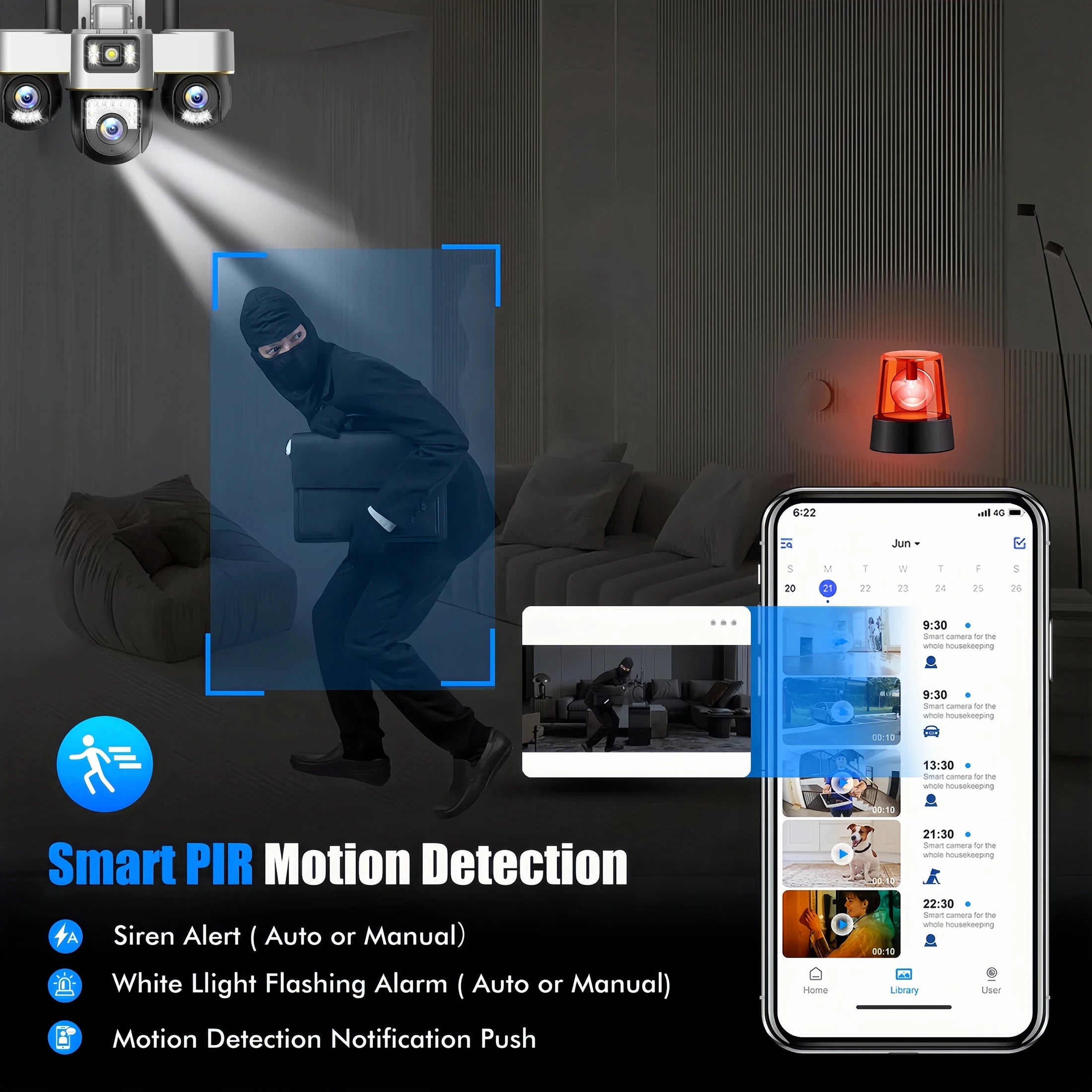 15MP Three Screens IP Camera Wireless Outdoor Three Lens PTZ Lens Audio Human Auto Tracking Surveillance Wifi Cameras Waterproof