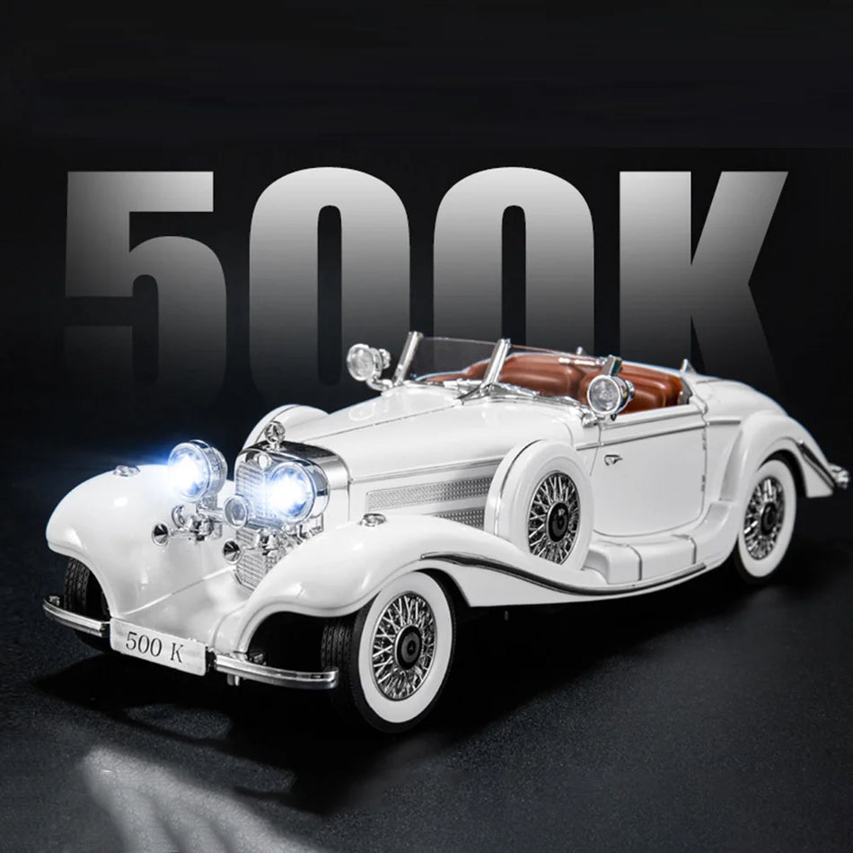Modelo de coche de metal fundido con sonido y luz para Mercedes-Benz 500K