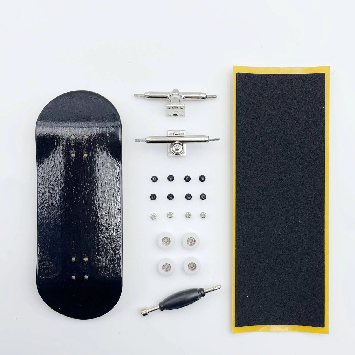 36mm Fingerboard Set &ndash; Handmade Wooden Deck with CNC Wheels black