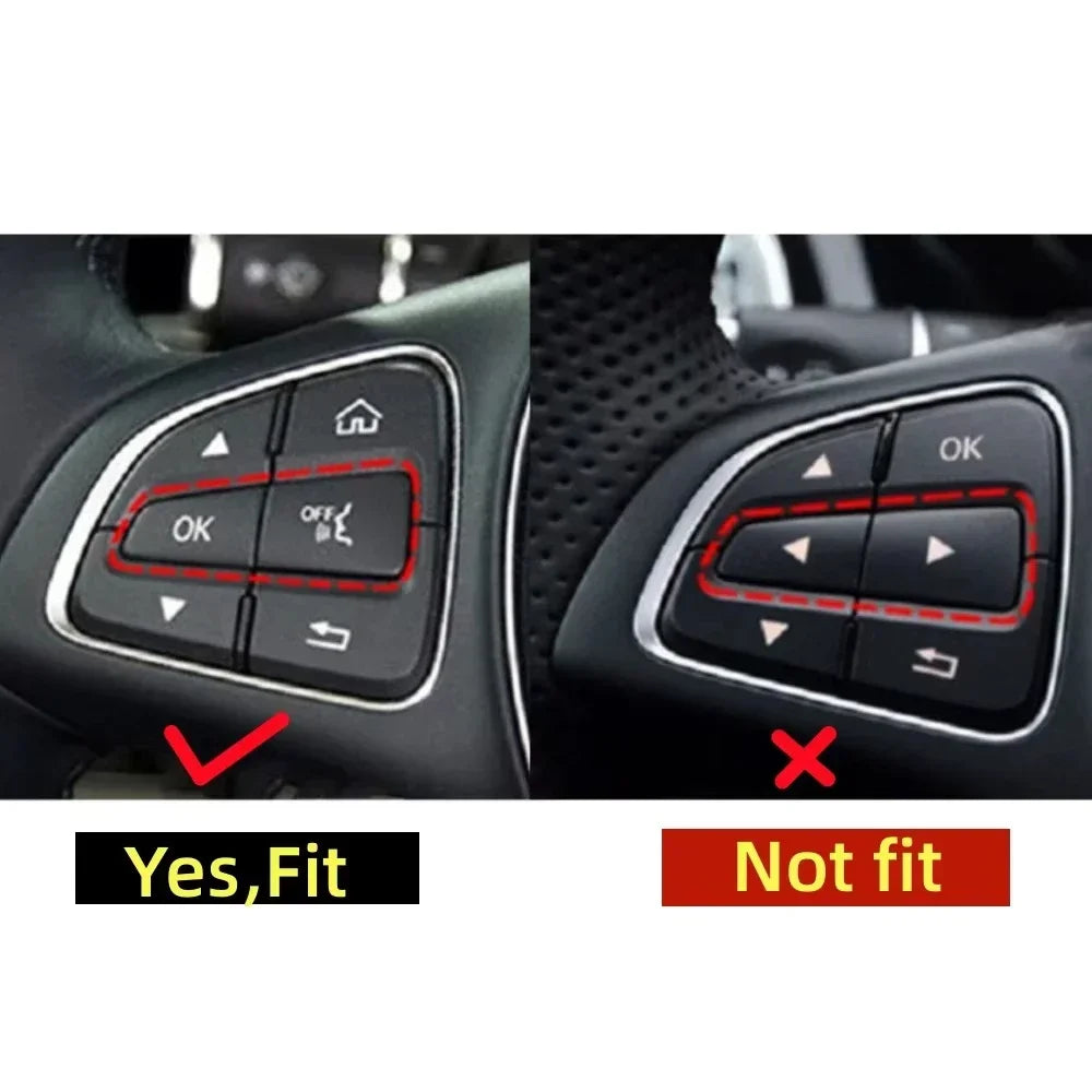 Premium Steering Wheel Button Cover Stickers for Mercedes Benz C-Class W205, GLC X253, V-Class Vito W447 - Stylish Auto Accessories