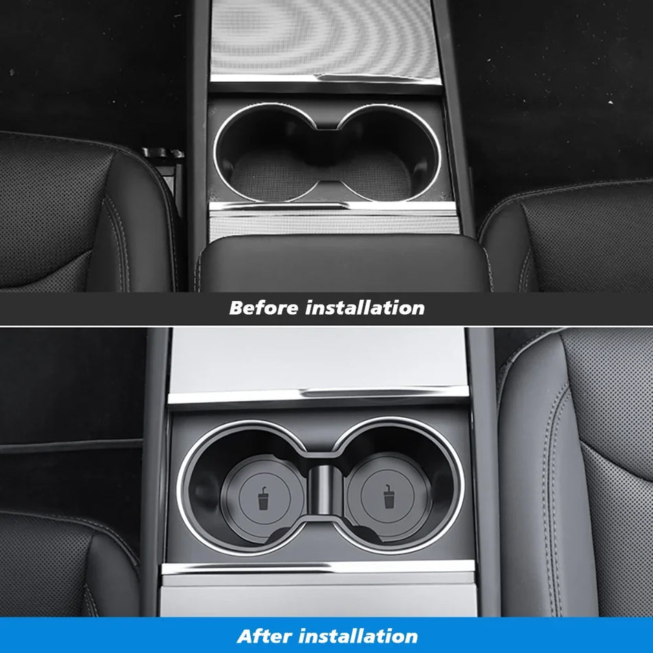Center Console Mugghållare för Tesla Model Y, Flexibel TPE Insats, Halkfri Design