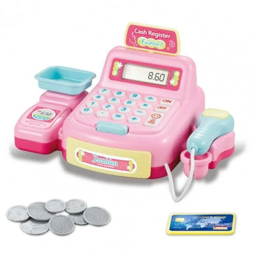 Cash Register Toy &ndash; Realistic Lighting and Sound Effects pink A