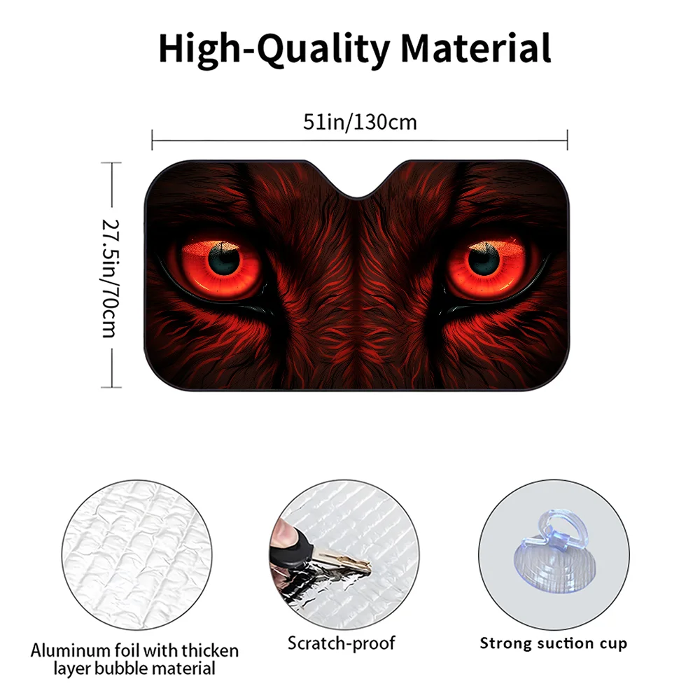 Horror Devil Eyes Foldable Car Sunshade - UV Protection Windshield Shield
