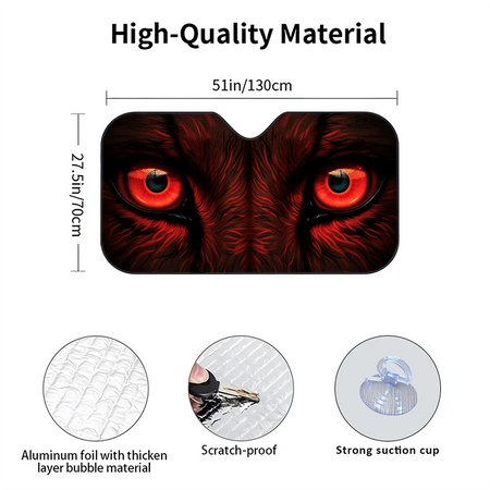 Horror Devil Eyes Foldable Car Sunshade - UV Protection Windshield Shield