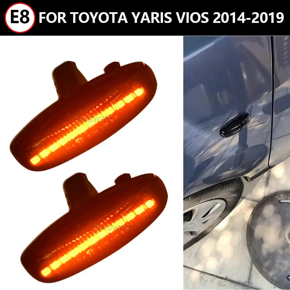 2PCS Flowing Water Dynamic LED Turn Signal Side Marker Light For Toyota Yaris Vios 2014 2015 2016 2017 2018 2019 Sequential Lamp by InterCyprus Trading Ltd