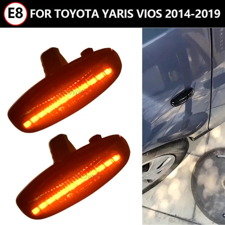 2PCS Flowing Water Dynamic LED Turn Signal Side Marker Light For Toyota Yaris Vios 2014 2015 2016 2017 2018 2019 Sequential Lamp by InterCyprus Trading Ltd