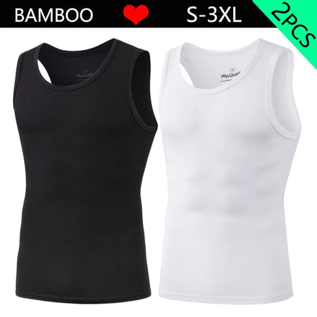 Men's Bamboo Fiber Compression Tank Tops - 2 Pack