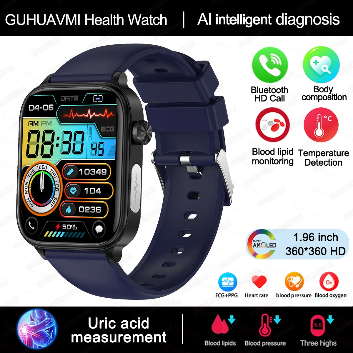 AI Diagnostic Detector Smart Watch &ndash; Comprehensive Health Tracking Blue / Health monitoring