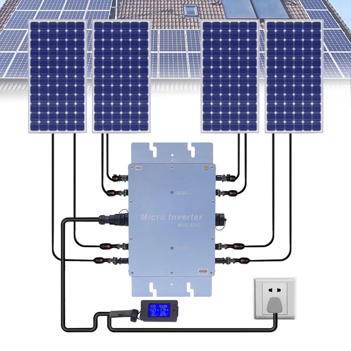 WVC-1200W &ndash; IP65 Waterproof Grid Tie Micro Inverter Silver / GERMANY
