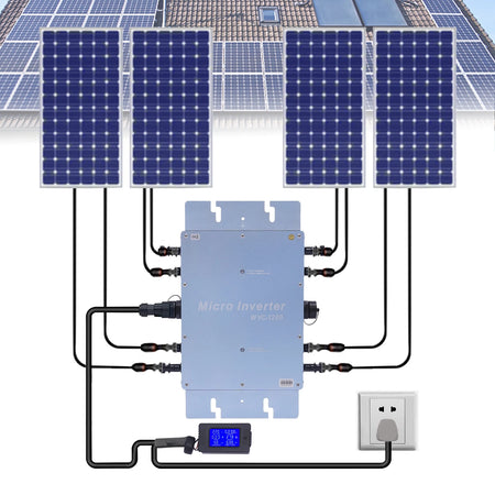 WVC-1200W &ndash; IP65 Waterproof Grid Tie Micro Inverter Silver / GERMANY