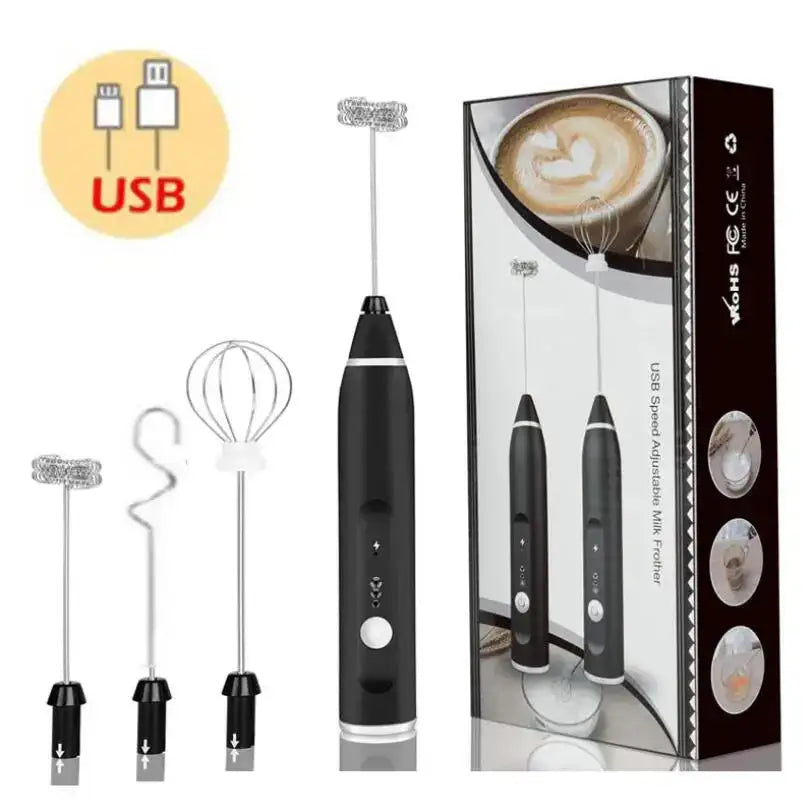 Wireless USB Milk Frother Handheld Mixer For Cappuccino 3 in 1 black / Russian Federation