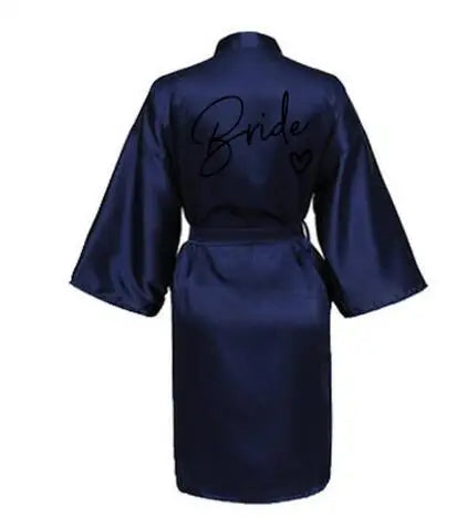 Team Bride Satin Robe - Perfect for Weddings &amp; Bridal Showers Bride navy / M