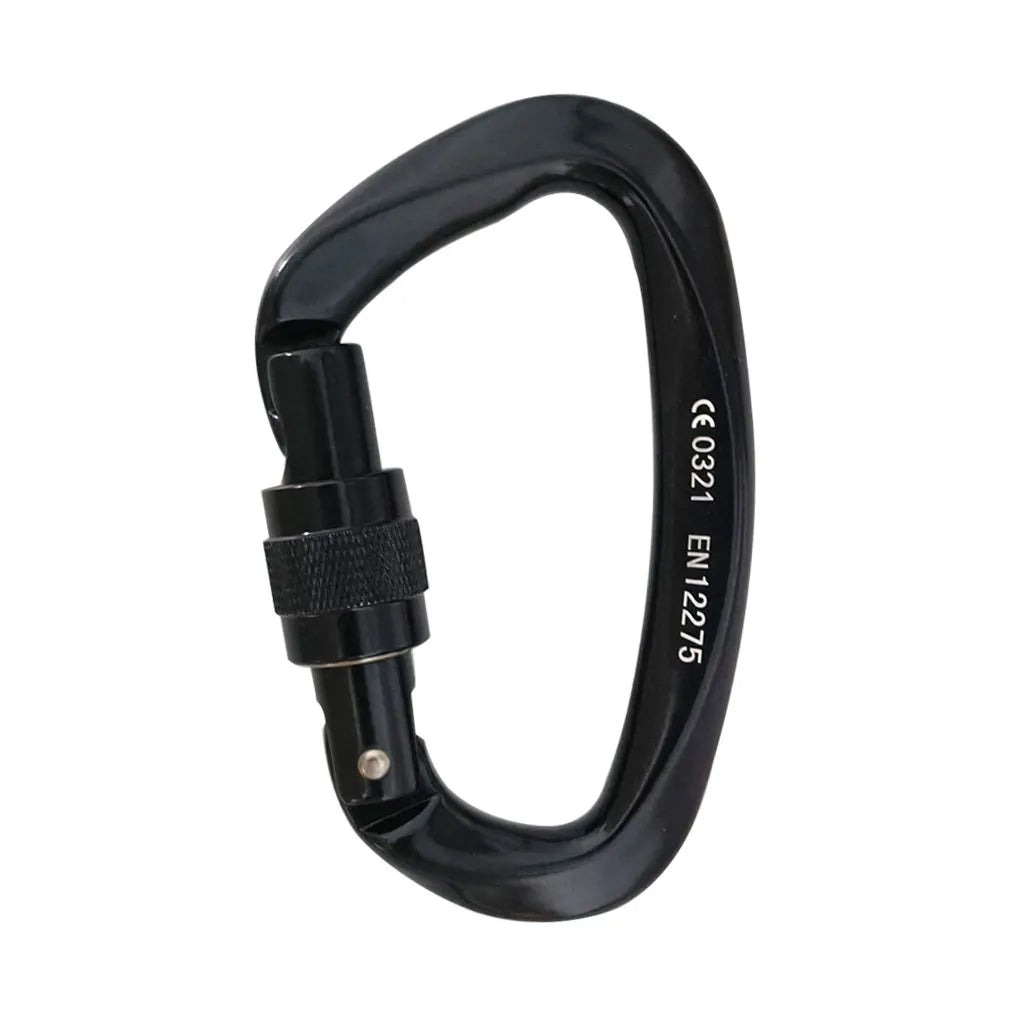 25KN Professional Climbing Carabiner D Shape Aviation Aluminum Safety Lock Outdoor Climbing Ascend Mountaineering Equipment Black