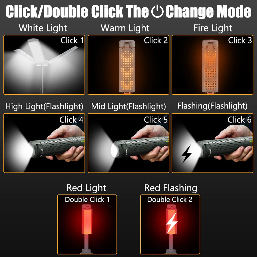 Folding Camping Light &ndash; Waterproof Power Bank with Telescopic Design