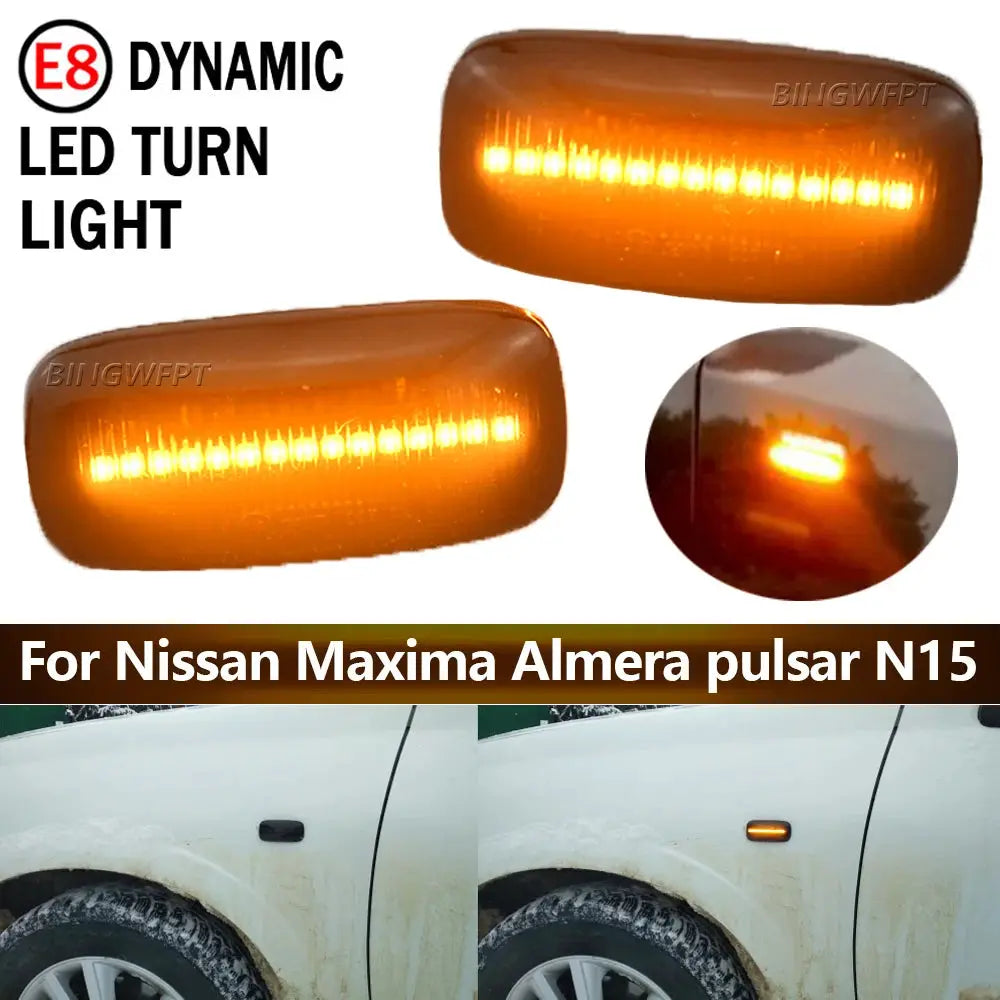 2x Flowing LED Side Marker Dynamic Turn Signal Light Lamp For Nissan Maxima Skyline R34 Almera N15 N16 Pulsar Primera P11 P12 by InterCyprus Trading Ltd