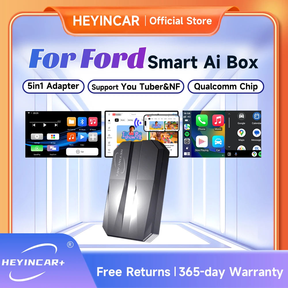 2025 HEYINCAR Smart AI Box &ndash; Wireless Android Auto and CarPlay Adapter for Ford Models