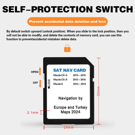 Mazda 6 CX5 CX9 Sat Nav Card &ndash; EU UK Turkey Maps Update