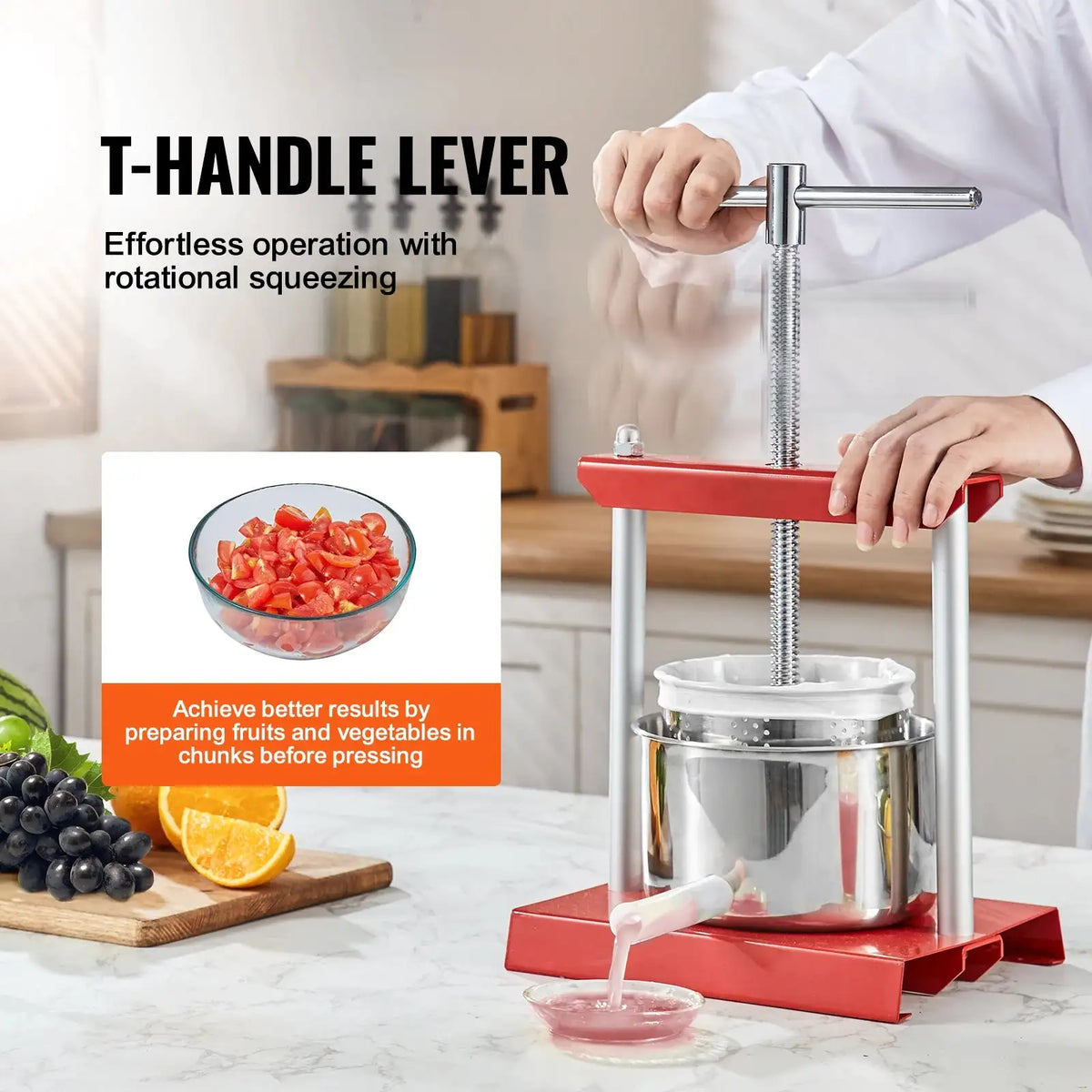 VEVOR Stainless Steel Manual Fruit Press For Home Kitchen