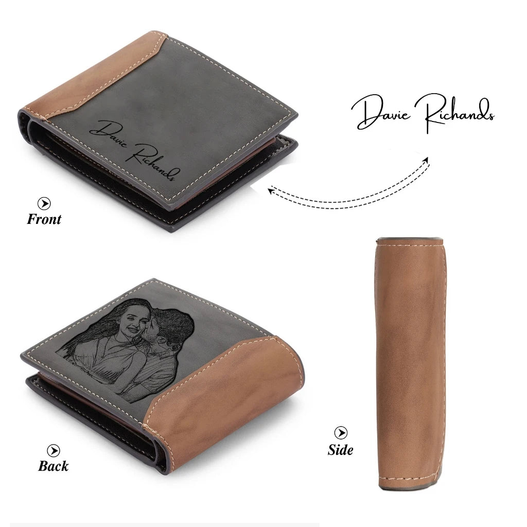 Custom Name Bifold Wallet for Men &ndash; Perfect Gift for Father's Day, Anniversary, or Birthday Photo AND L Name