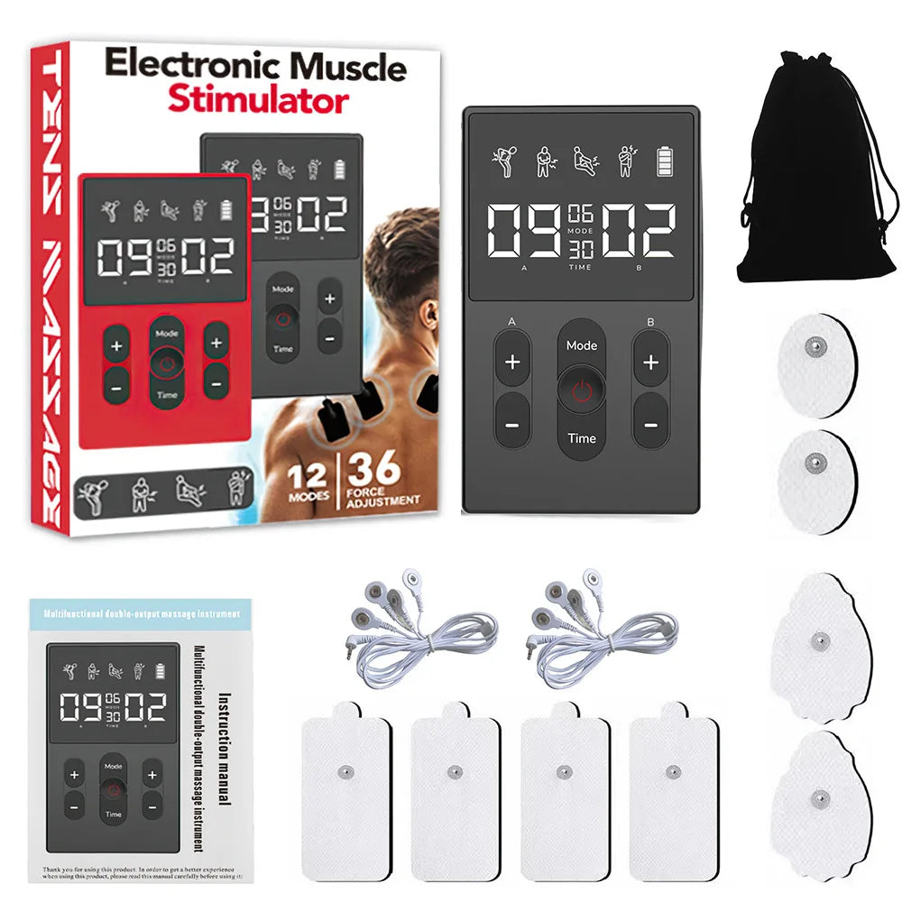 12MTENS &ndash; Portable TENS EMS Massager For Home Use Daily Black
