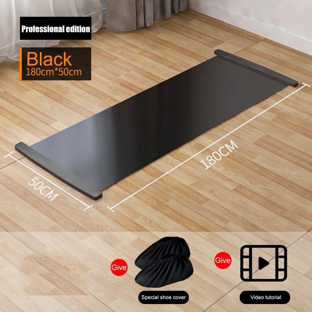 140cm Multifunctional Yoga Sliding Mat &ndash; Versatile Indoor Fitness Training Board 180cm Black