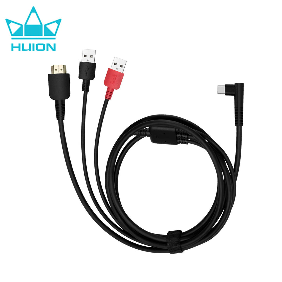HUION 3 i 1-kabel för Kamvas 13, HDMI DP USB-C, 1.5m/1.8m