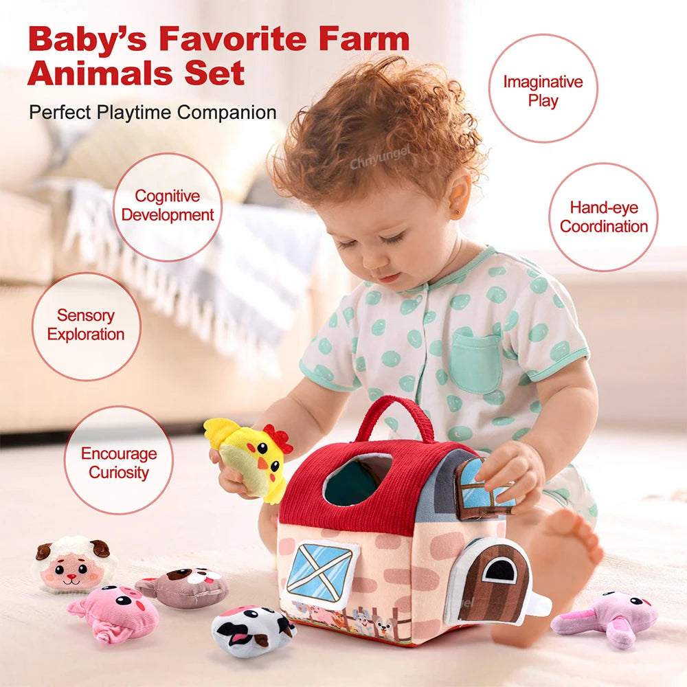 Plush Barn With Farm Animals &ndash; Sensory Montessori Toy