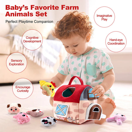 Plush Barn With Farm Animals &ndash; Sensory Montessori Toy