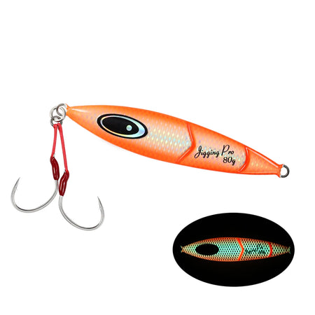 JIGGING PRO Slow Jigging Lure - 80g, 100g, 120g, 150g Saltwater Fishing Jigs Orange With Hook / 150g