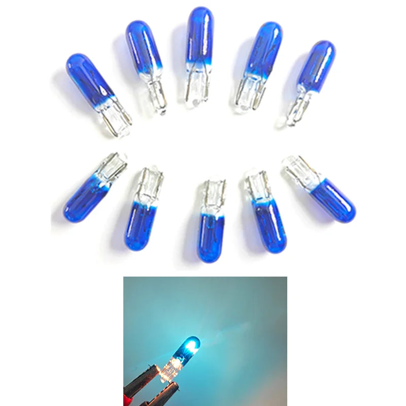 10pcs W2W T5 12v 1.2w Car Halogen Lamp Instrument Lights Dashboard Bulb Auto Interior Light Car Styling Blue Red Amber Yellow