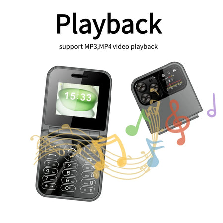 Cute Mini Flip Clamshell Phone - Dual SIM Quick Call Torch