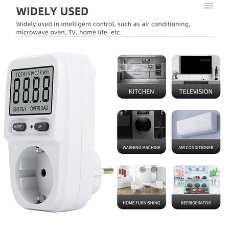 Power Meter Wattmeter LCD Energy Meter EU Plug &ndash; Digital