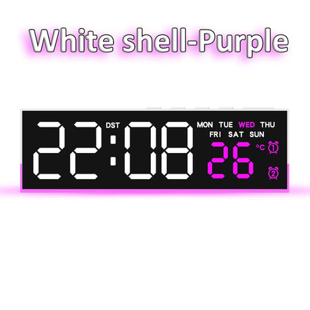 Digital LED Alarm Clock &ndash; Dual Alarm with Mood Lighting White shell Purple