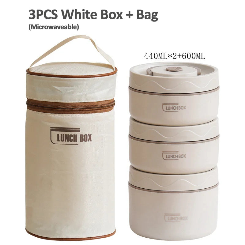 Choice Portable Insulated Lunch Box Set &ndash; Leakproof Storage White / 3