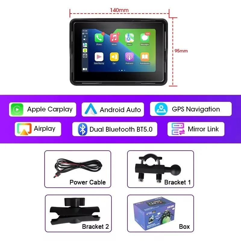 Srnubi 7 Inch 2K HD Motorcycle DVR &ndash; Wireless CarPlay and Android Auto Support 5 inch M1