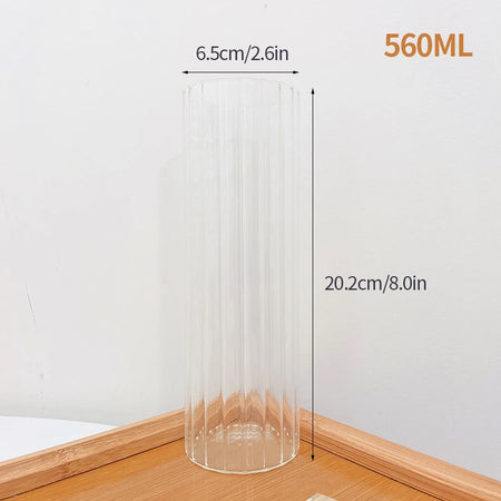 Heat Resistant Glass Mug - Aesthetic Handle Tea Cup 560ml / AS SHOW