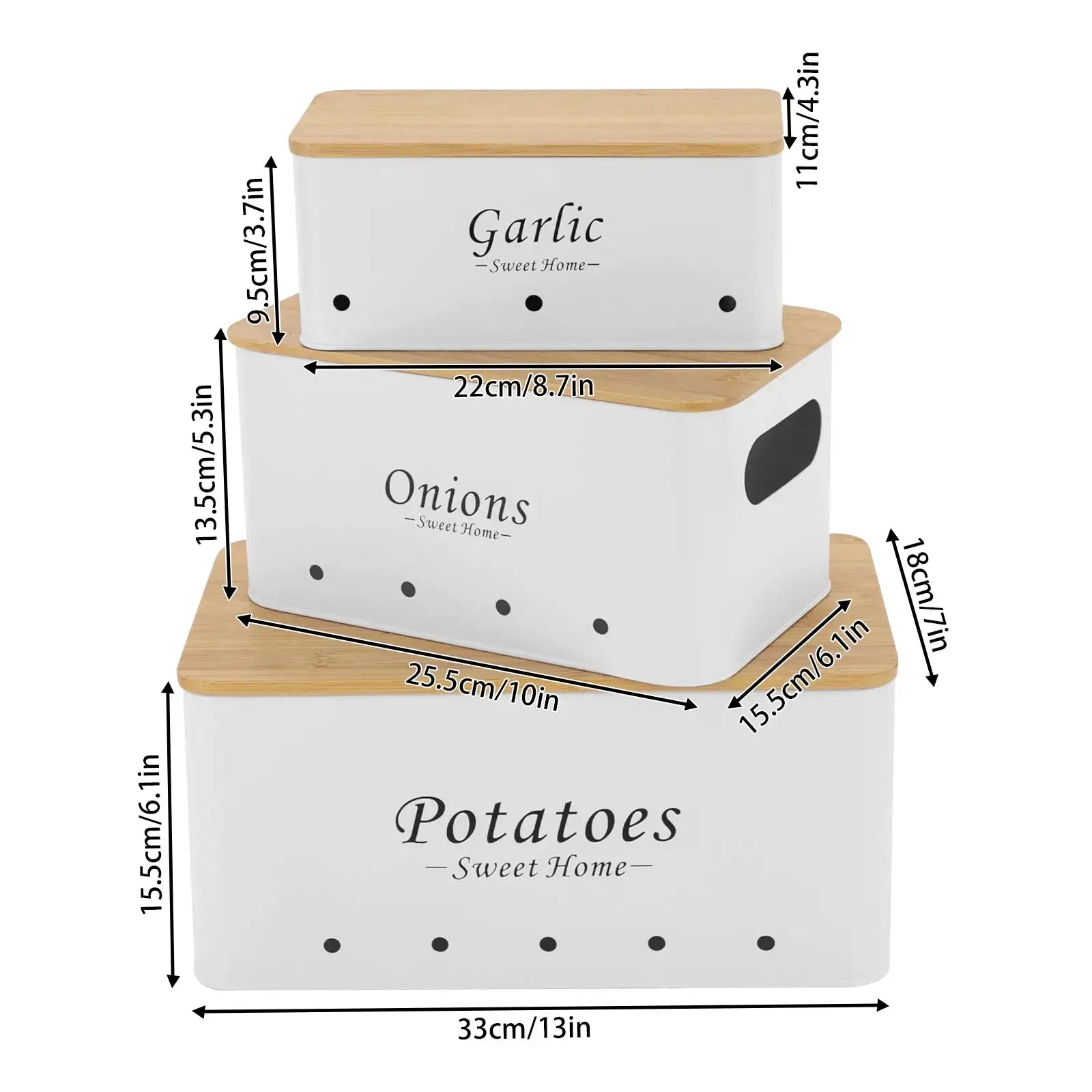 3Pcs Storage Container Sets With Bamboo Lids &ndash; Ventilated WHITE / GERMANY