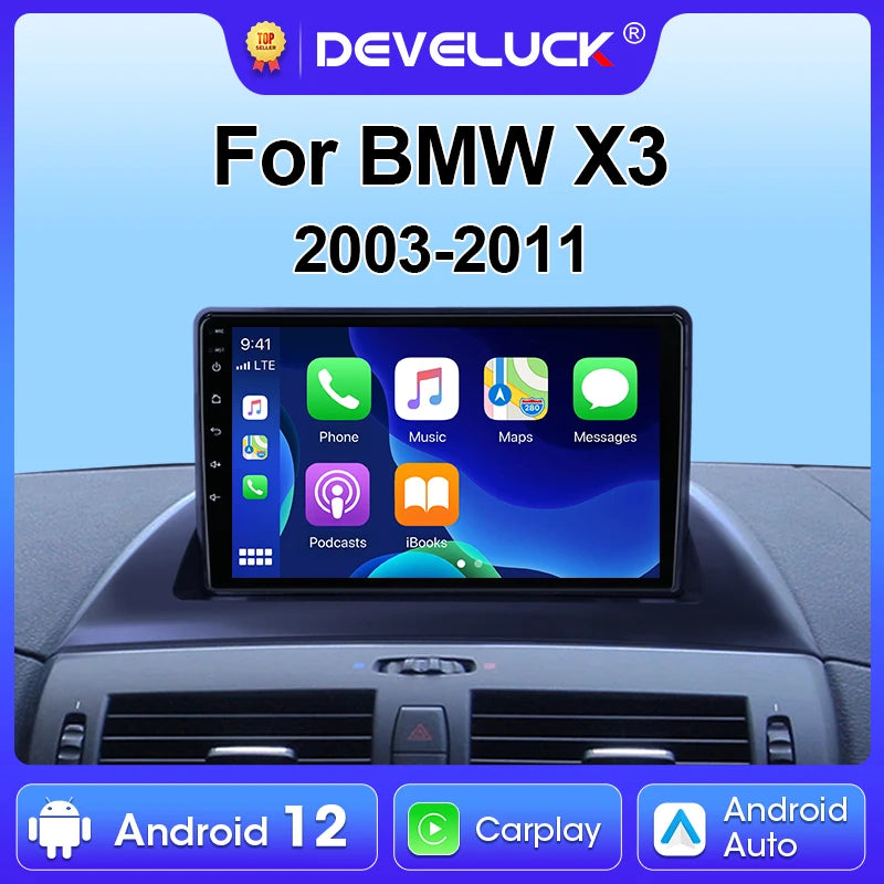 BMW X3 E83 2003 έως 2011 Android 12 Ράδιο Αυτοκινήτου 9 Ιντσών Διπλό DIN Με GPS Πλοήγηση 4G WiFi CarPlay